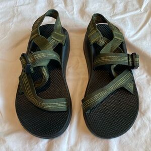 Men's Black and Green Sandals